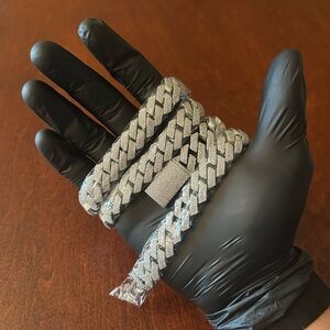 15mm 4 Row Cuban Set 22 Inch Chain + 8 Inch Bracelet | VVS1 Moissanite